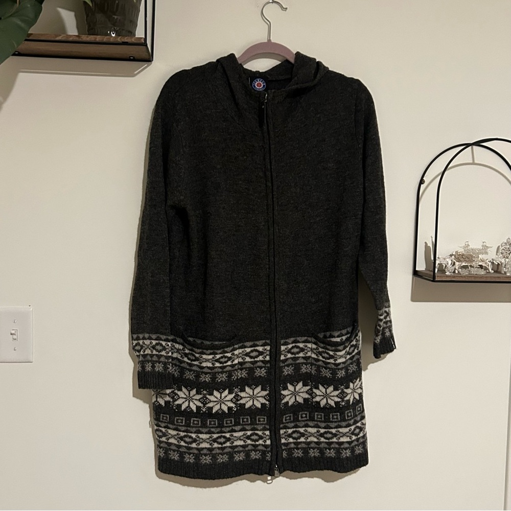 Women's Hooded Cardigan Sweater - Black and Gray